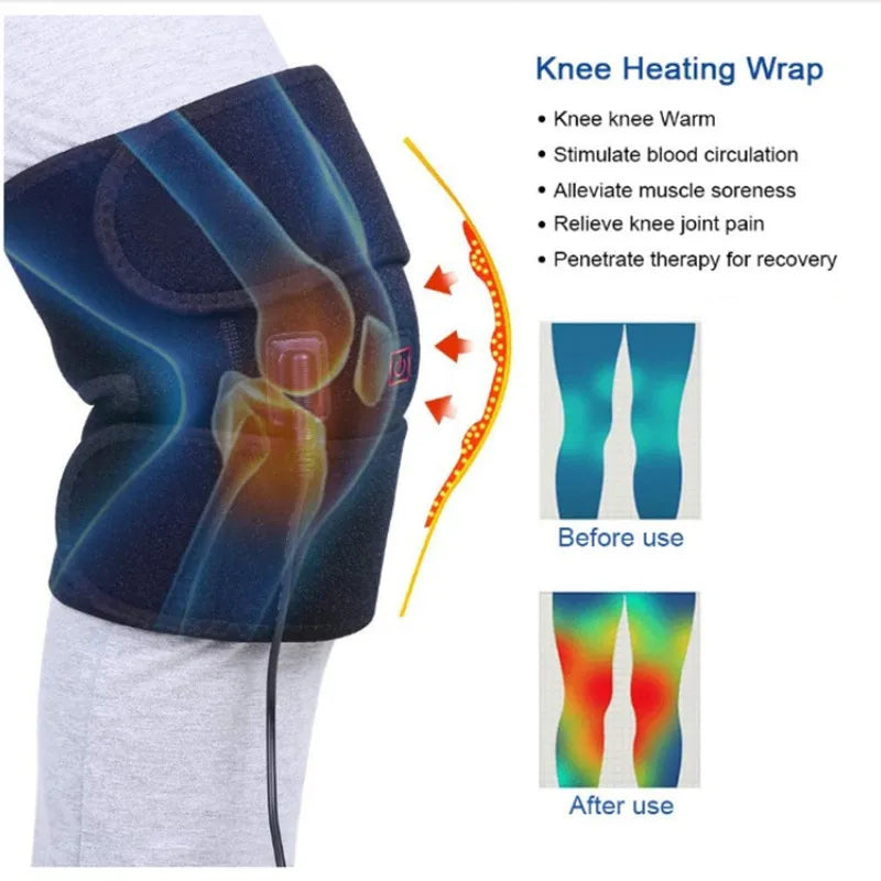 New Electric Heating Knee Pads Relieve Pain Relief Support Brace Therapy Joint Injury Recovery Rehabilitation For Arthritis Leg