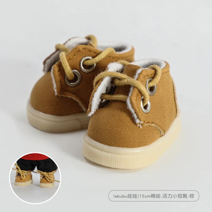 Labubu 17cm  Shoes Fashion labubu Canvas Shoes Clothes Cartoon Baby Canvas Leather Shoes Doll Universal Clothing Accessories