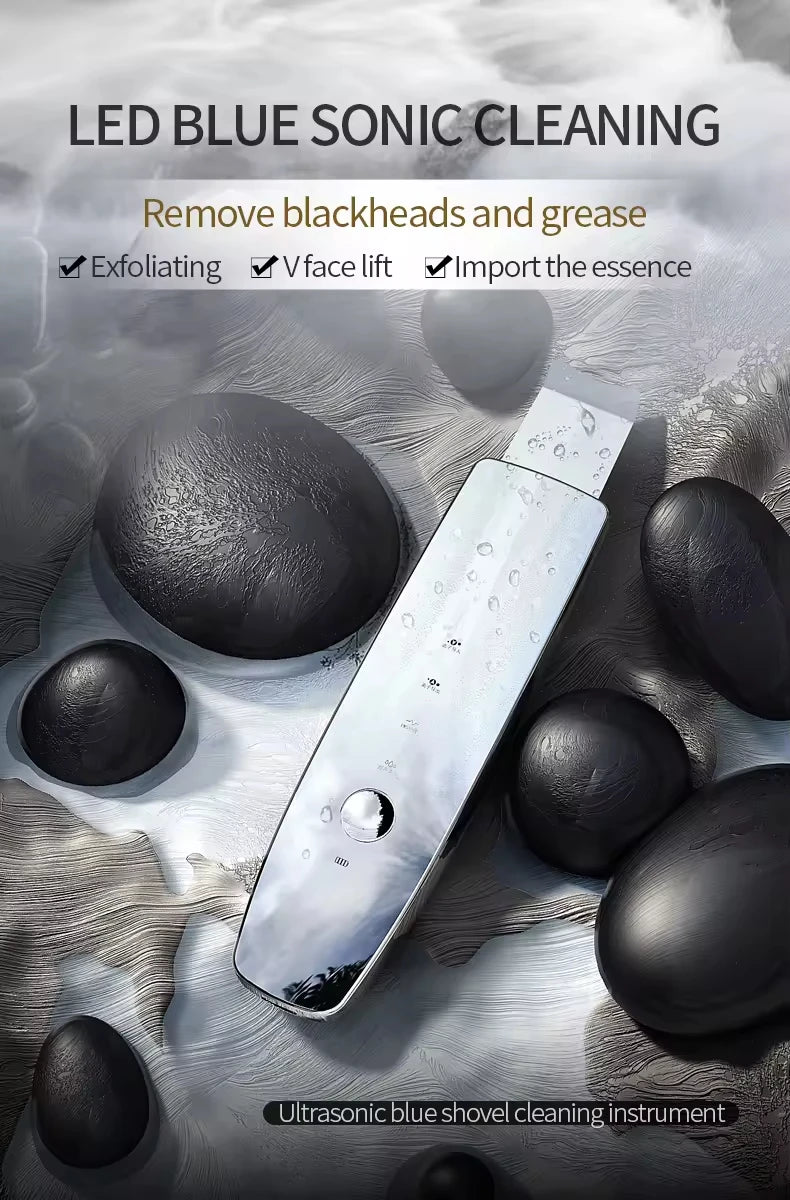 Home Use Ultrasonic Skin Scrubber Blackhead Remover Tool for Face Pore Cleaner with 2 Modes Waterproof Facials Skin Care Product
