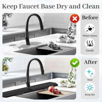 24/29.5inch Kitchen Sink Splash Guard,Silicone Draining Mat for Sink,Sink Protectors for Kitchen Sink Mat, Splash Guard Kitchen
