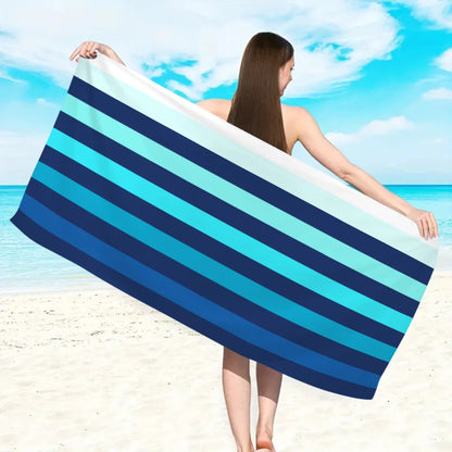 1pc Striped beach towels, ultra-fine fiber beach towels, multifunctional beach towels for swimming and shower rooms