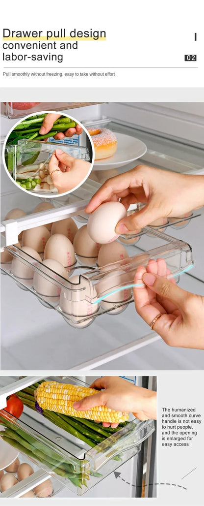 Transparent Fridge Organizer Fruit Egg Refrigerator Storage Box Under-shelf Refrigerator Drawer Box Fresh-keep Kitchen Organizer