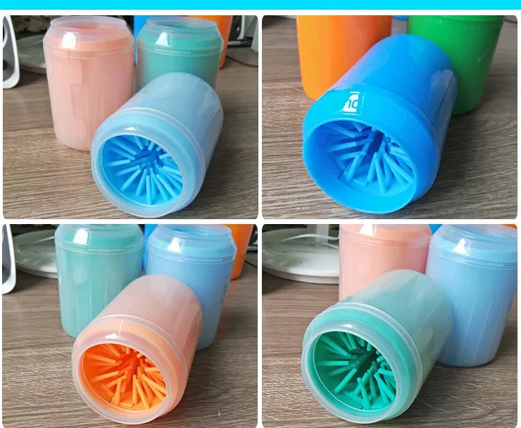 Portable Pet Outdoor Paw Cleaner Cup, Soft Silicone Combs, Quick Wash Foot Cleaning Brush, Towel, Bucket