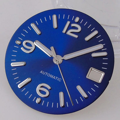 29MM Pilot Watch Dial Face for NH35 NH36 Dive Watch Mod Parts Silver Hand set Date Window Sterile Dial Plate Green Luminous