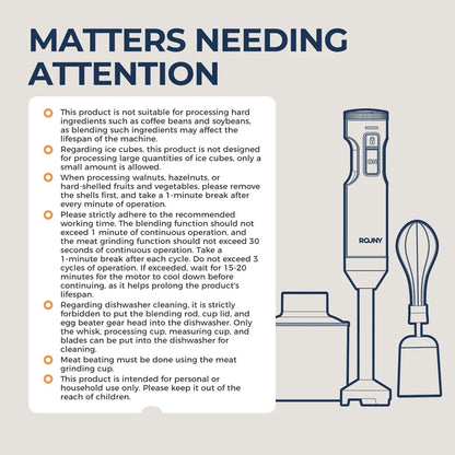 Hand Immersion Blender Powerful 4-in-1 Stainless Steel Stick Food Mixer 700ml Mixing Beaker 500ml Processor Whisk