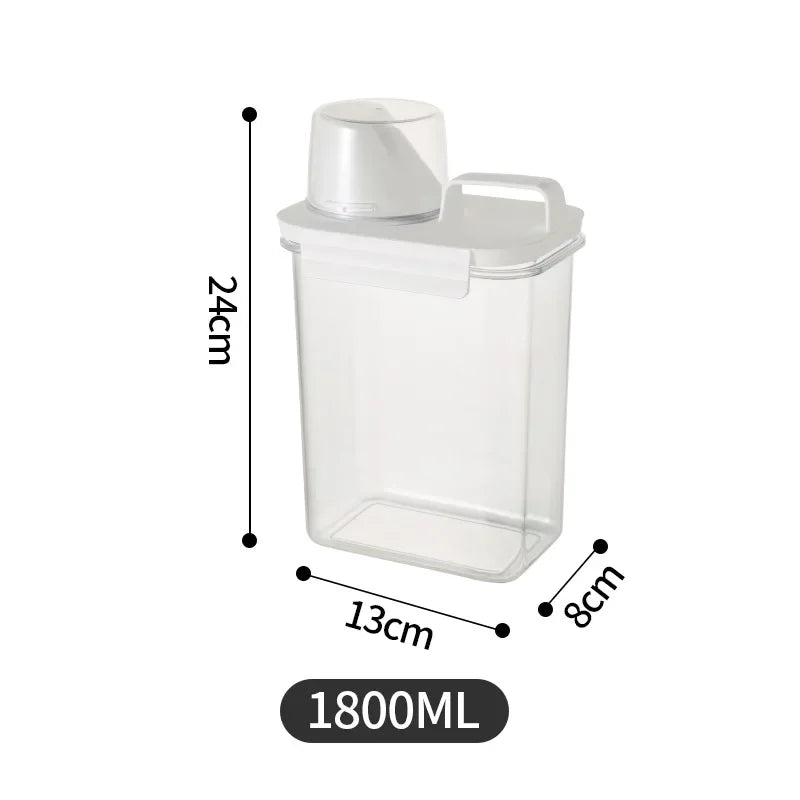 Detergent Dispenser Refillable Laundry Detergent Dispenser Empty Powder Tank Softener Bleach Storage Container with Scale