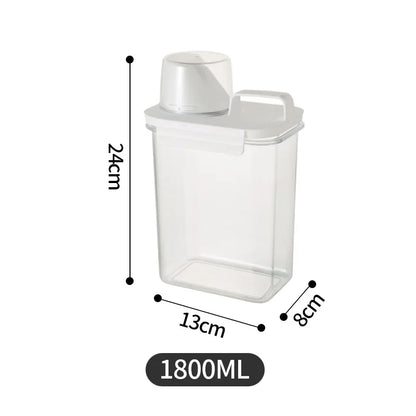 Detergent Dispenser Refillable Laundry Detergent Dispenser Empty Powder Tank Softener Bleach Storage Container with Scale