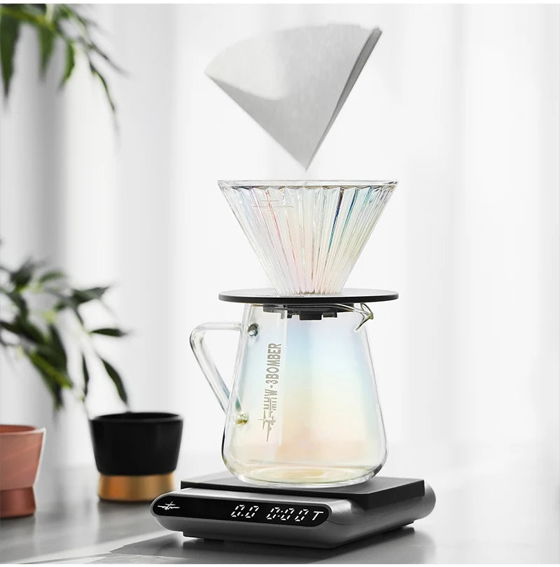 MHW-3BOMBE Pour Over Coffee Dripper Glass Coffee Dripper Coffee Filter Cup Reusable Coffee Drip Filter Cone Coffee Maker