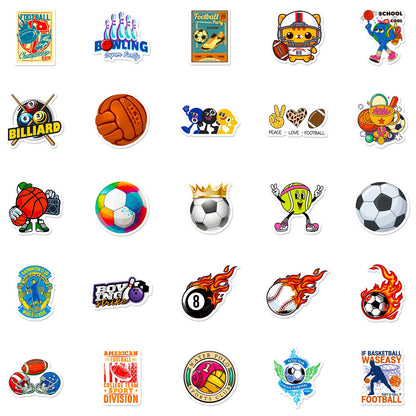 50 PCS Sports Stickers, Soccer Football Volleyball Golf Basketball Stickers, Sports Ball Stickers for phone