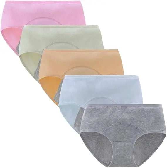5PCS Menstrual Panties Physiological Pants Teens Breathable Leakproof Briefs Women Postpartum Underwear