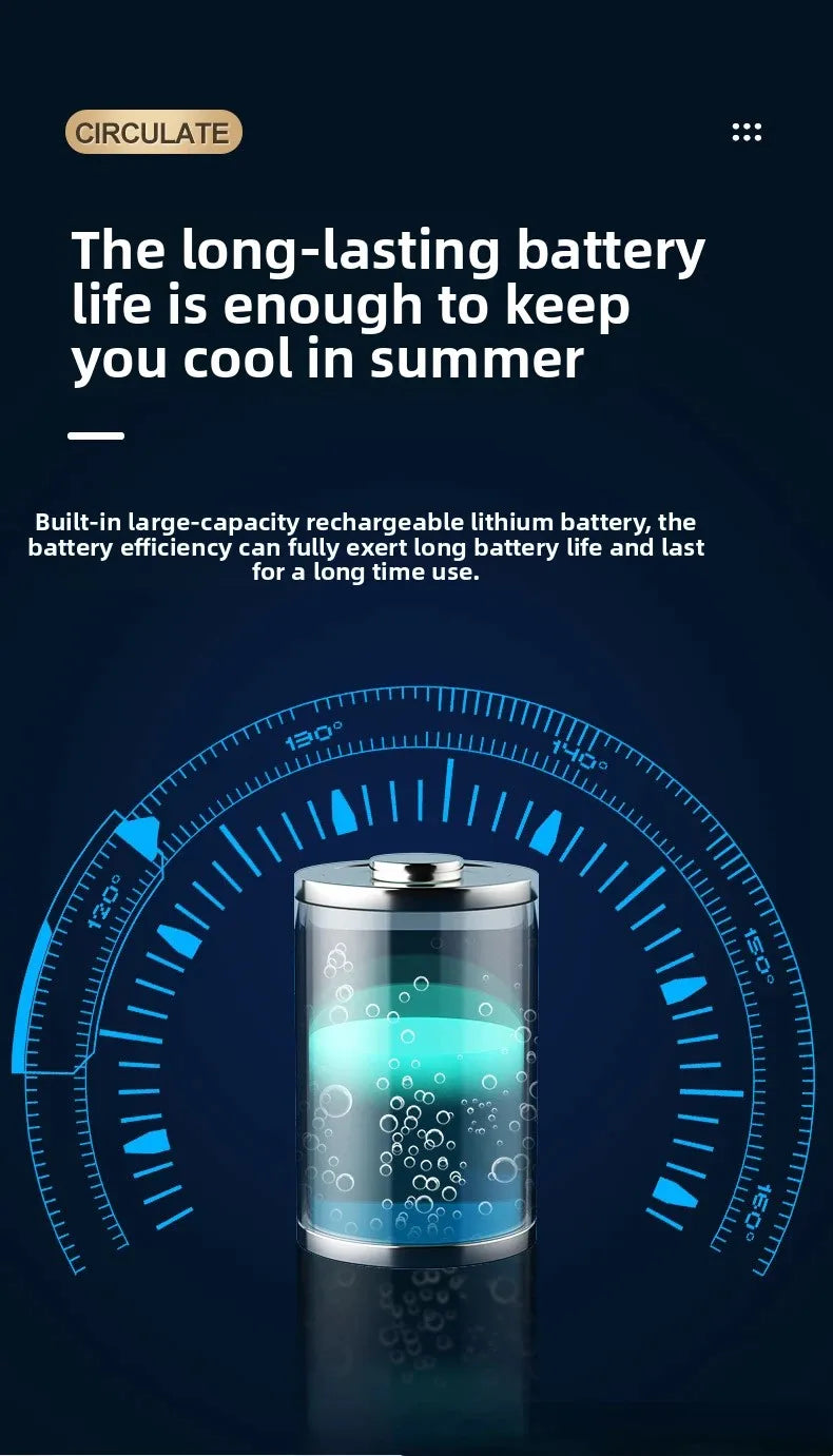 Desktop Rechargeable Fan Small Portable Air Conditioning Appliances Auto Rotation Ventilador 3-speed Wind Silent for Home Office