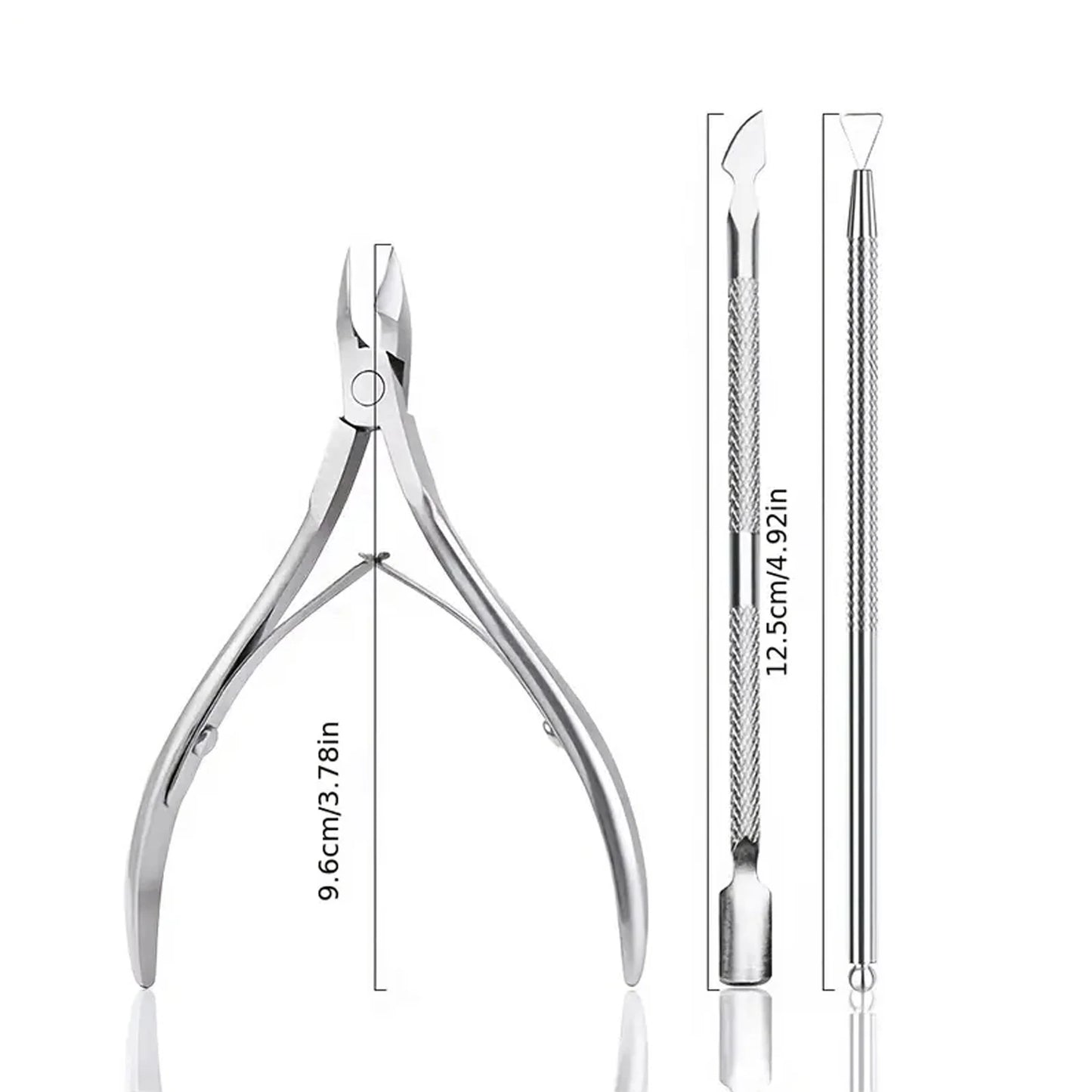 Stainless Steel Nail Cuticle Scissors Set With Dead Skin Pusher,Manicure Pedicure Tool, UV Polish Gel Remover Tool For Nail Care