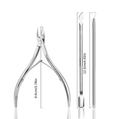 Stainless Steel Nail Cuticle Scissors Set With Dead Skin Pusher,Manicure Pedicure Tool, UV Polish Gel Remover Tool For Nail Care
