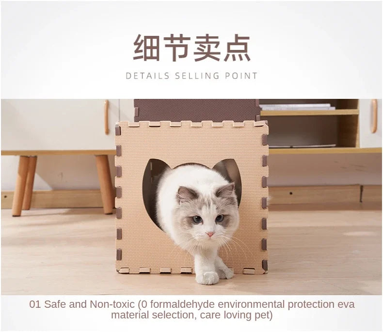 Cat Tunnel Toys EVA Foam Scratchig Board Ground Play Foldable Tunnel DIY Combination Interactive Toys Cat Training Accessories