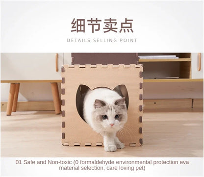 Cat Tunnel Toys EVA Foam Scratchig Board Ground Play Foldable Tunnel DIY Combination Interactive Toys Cat Training Accessories