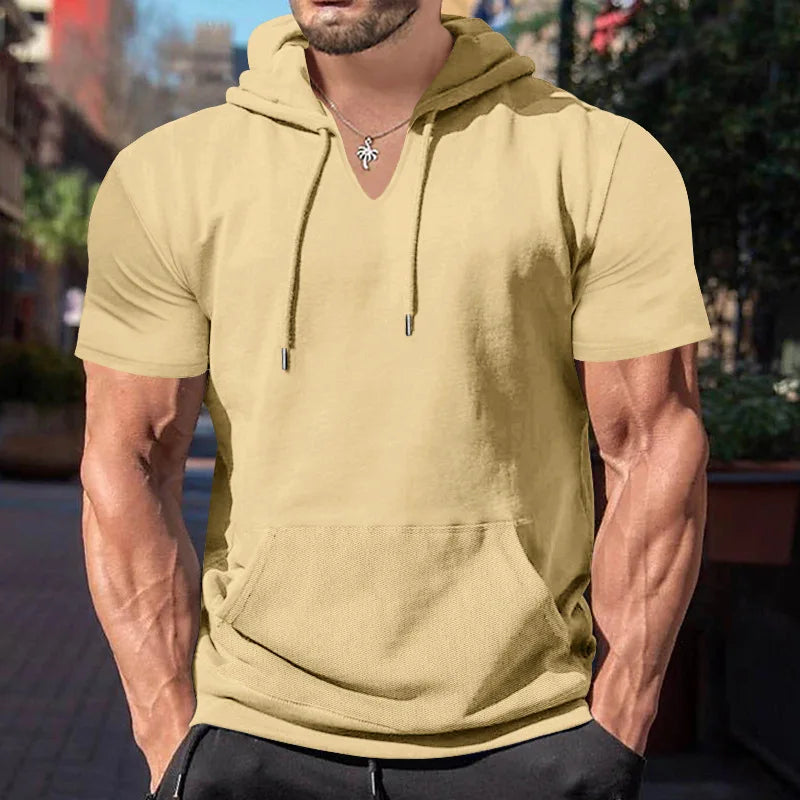 2024 Amazon New Men's Athleisure European and American Hooded Loose Short Sleeves