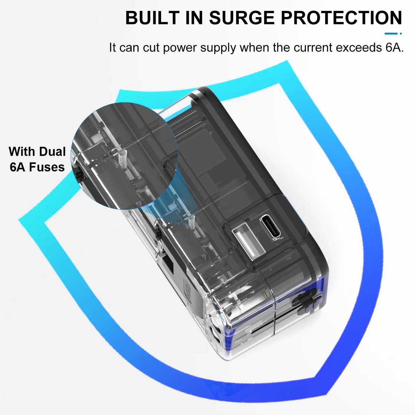 Universal Travel Adapter, International All-in-One Travel Plug Adapter 2.4A Type C 2.4A USB-A EU/UK/USA/AUS Plug for Travel