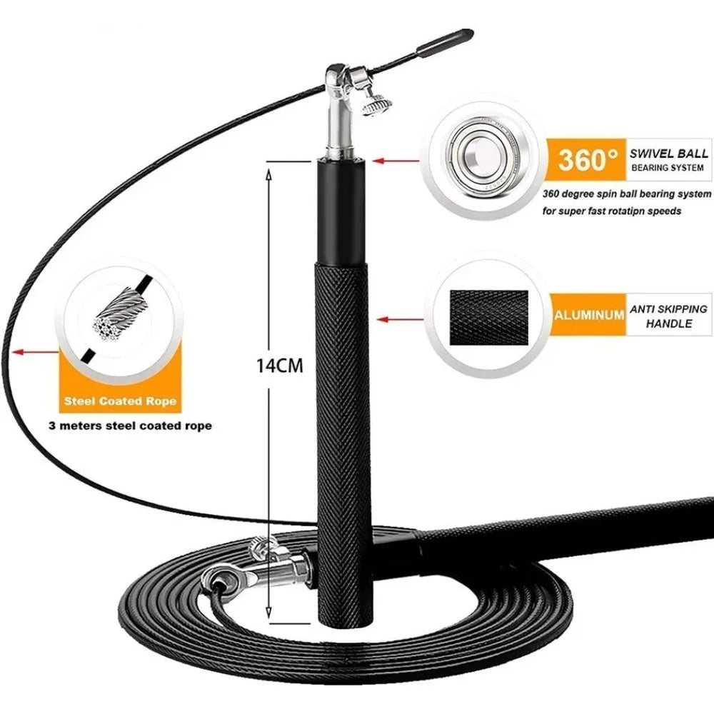 3 Meters Speed Skipping Rope Adjustable 360° Swivel Ball Bearing Boxing Skipping Rope Steel Wire Aluminum Alloy
