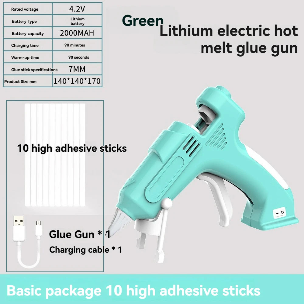 Cordless Hot Melt Glue Gun Child Hand Crafts Home DIY Repair Use 7mm Glue Stick Wireless Glue Gun