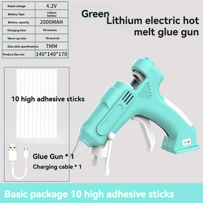 Cordless Hot Melt Glue Gun Child Hand Crafts Home DIY Repair Use 7mm Glue Stick Wireless Glue Gun
