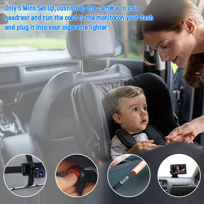 CCD Rear View Monitor 4.3 inch IPS Screen Baby Car Mirror Adjustable Wide View Angle for Infants Kids Pets Night Vision Function
