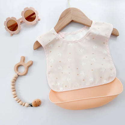 Children's Silicone Bib Baby Feeding Bibs for Newborn PU Soft removable Saliva Towel Waterproof  Dirt Proof Babies Accessories