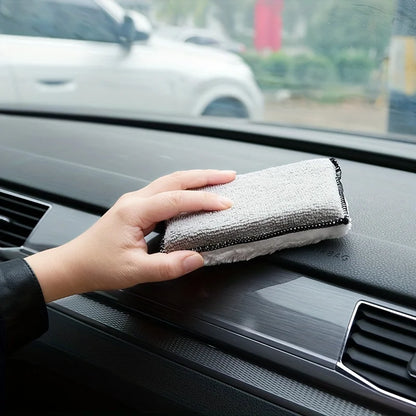 2Pcs Car Interior Scrubbing Sponges, Microfiber Car Wash Sponges, Auto Detailing Scrub Pads, Interior Cleaning Sponges