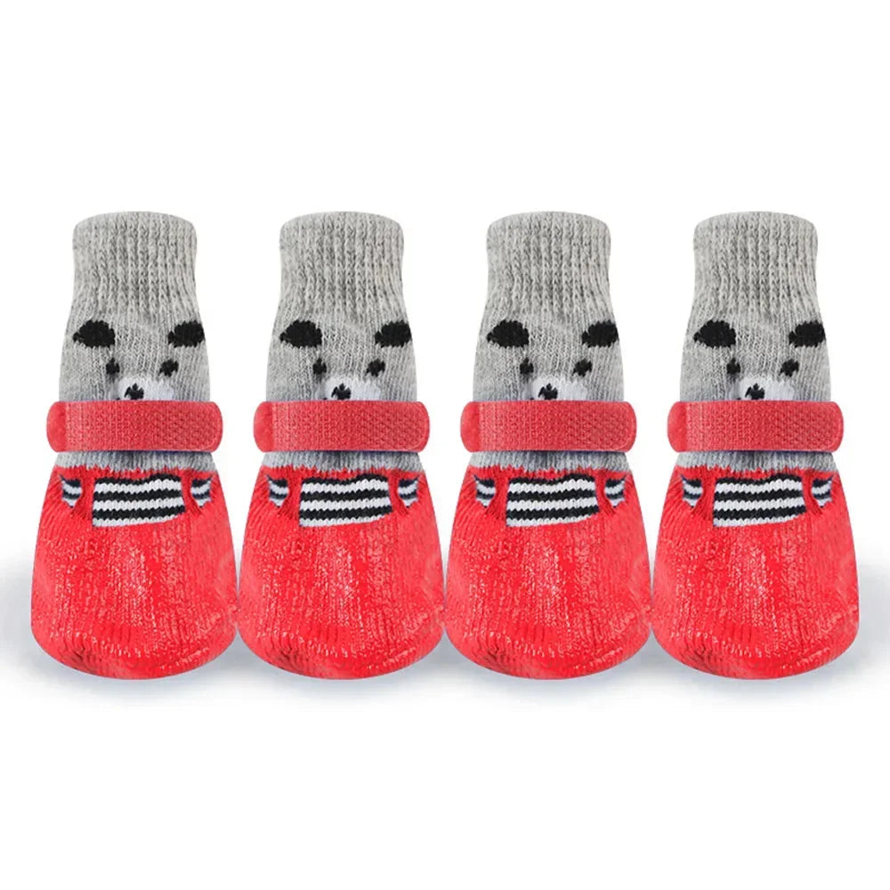 Dog Socks Waterproof Shoes Breathable Sock for Dogs Cats Non-Slip Soles Adjustable Small Dog Paw Socks for Indoor Outdoor