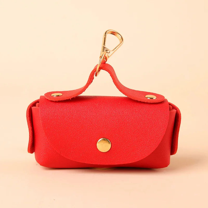 Portable Dog Waste Bag Dispenser With Leather Clip - Durable Polyester