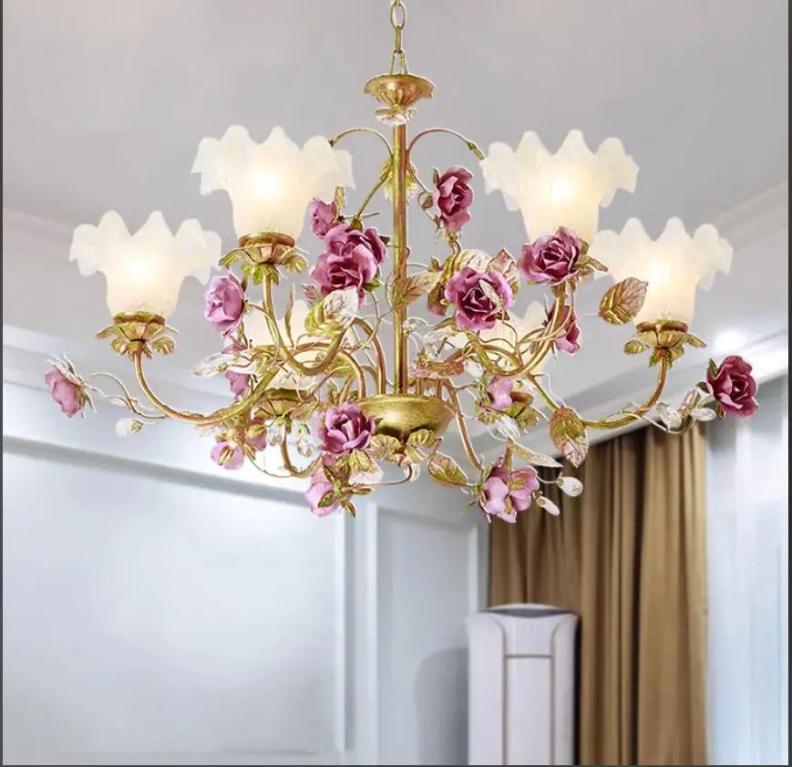 Modern Decorative Floral Pendant Lamp Living Room Rose Decora Lamps 3arms Modern Children Room Hanging Lights AC 100% Guaranteed