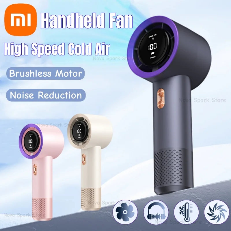 Xiaomi Portable Handheld Electric Fan High Speed Bladeless Fan USB Charging Silent Air Conditioner Digital Display Electric Fan