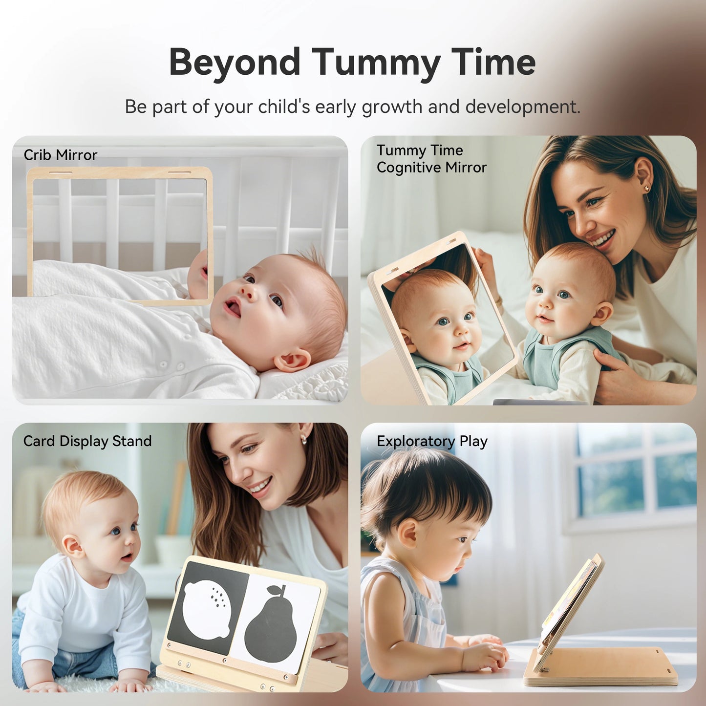 Black And White Baby Floor Mirror Tummy Time Sensory Baby Toys 6 12 months Kid Toys For Babies Montessori Development Crawl Toys