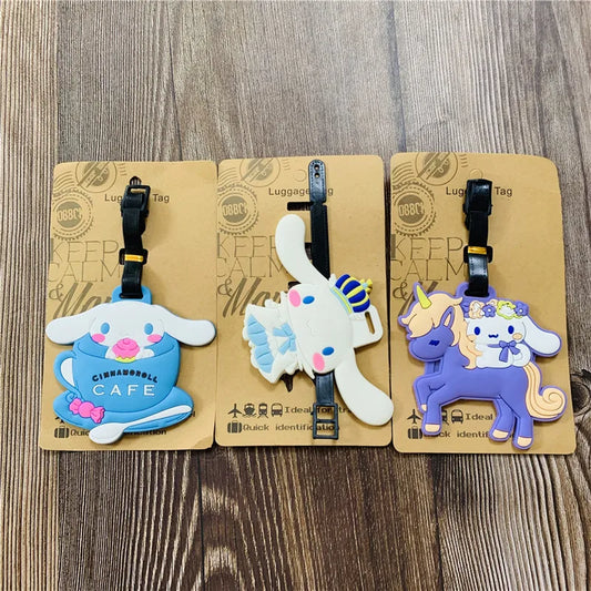 Kawaii Luggage Tag Travel Accessories Cartoon Cinnamoroll Suitcase Baggage Portable Label Wholesale