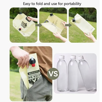 Outdoor Water Storage Bag 8L With Faucet Valve Travel Camping Food Grade Large Capacity Portable Foldable Plastic Water Bag