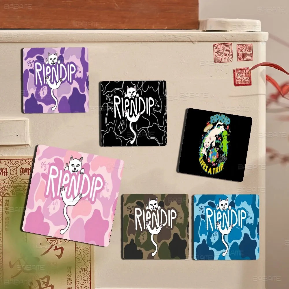 Cat R-Ripndips Fridge Photo Fridge Magnet Square Stickers Personalize Home Decor Souvenirs Gift