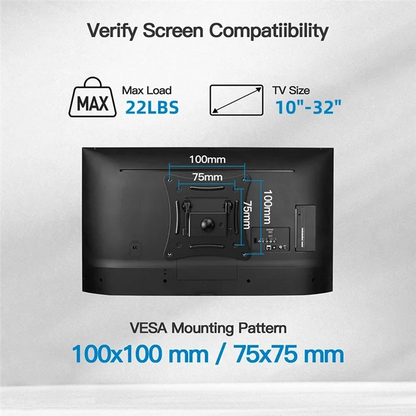 CABE-Full Motion Corner TV Holder Support Wall Mount Bracket Swivel Tilts Adjustable Stand For 10-32 In TV Monitor