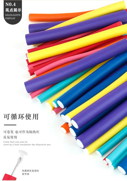 42pcs Flexible Hair Curling Rod Hair Curler Makers Soft Foam Bendy Twist Curls Flexi Rollers Styling Tools Hair Roller No Heat