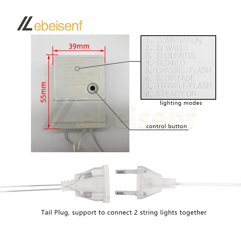 LED String Light 5/10M 50/100LEDs AC 220V EU Plug Indoor Outdoor Decor Wedding Party Christmas Tree Home Garden Patio Decoration