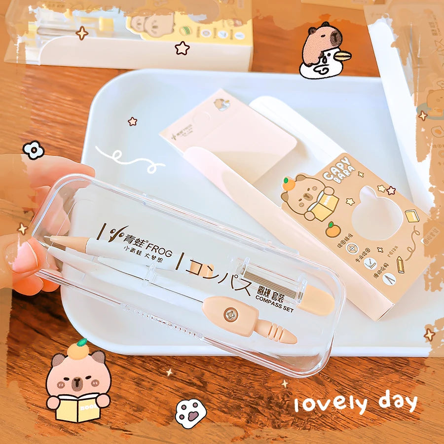 school caliper School supplies Study  geometria school compass drawing tool cute capybara professional compass children