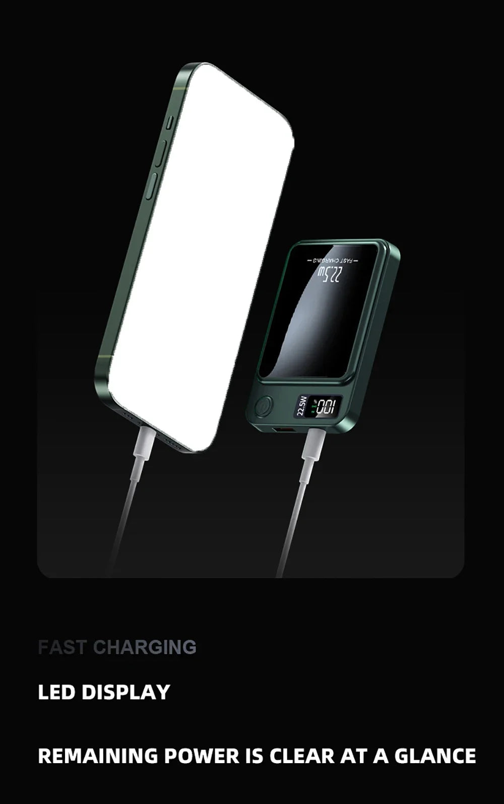 22.5W Magnetic Power Bank Wireless Fast Charging Portable Charger External Auxiliary Spare Battery for IPhone Magsafe Powerbank