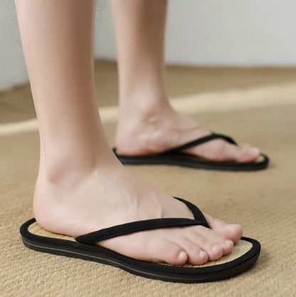 Women Flat Flip-flops Slippers Comfortable Non-slip Sandals Bamboo Rattan Flip Flop Home Bathroom Fashion Slippers Zapatos 2022