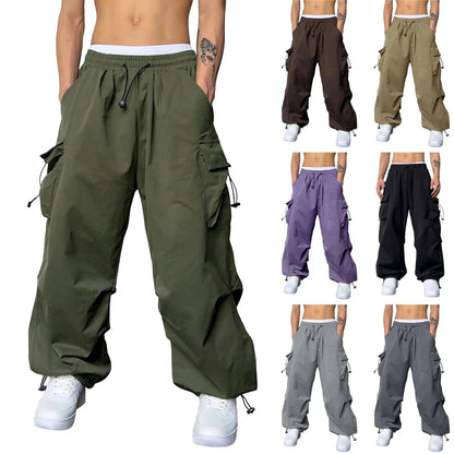 Cargo Pants For Men Baggy Long Pants,Men'S Parachute Cargo Pants Lightweight Pants Drawstring Loose Fit Hiking Casual Pants