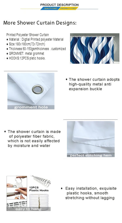 Rose Floral Pink Curtain Shower Curtain, Bathroom Decorative Shower Curtain, Waterproof Shower Curtain with Hooks