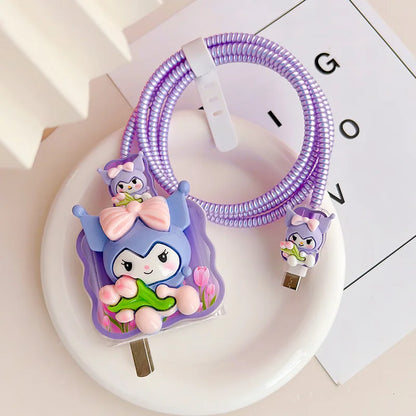 Joytop Sanrio 5Pcs Set Cable Protector for Huawei 35W/40W/66W/88W/100W Fast Charger Case Phone Wire Cord Organizers Winder