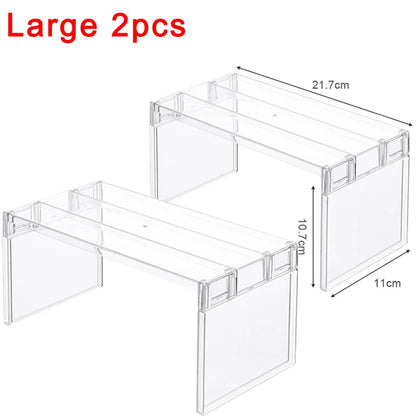 Refrigerator Organizers Storage Rack Fridge Layered Separator Shelves Transparent Desktop Stand Save Space Kitchen Accessories