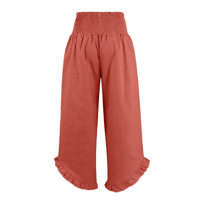 Summer Womens Palazzo Pants Summer Casual Flowy Wide Leg Trousers Beach Travel Vacation Outfits All Match Loose Baggay Pants