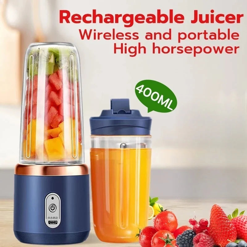 Double Cup Multifunction Portable Electric Fruit Juicer 6 Blades Blender Bottle Fresh Juice Smoothie Blender USB Charging Juicer