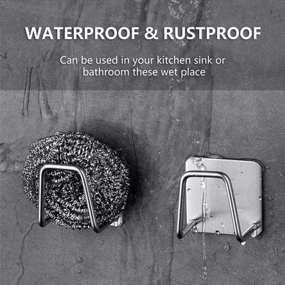 Kitchen Stainless Steel Sink Sponges Holders Self Adhesive Drain Drying Racks Wire Rag Organizer Hooks Multipurpose Wall Hooks