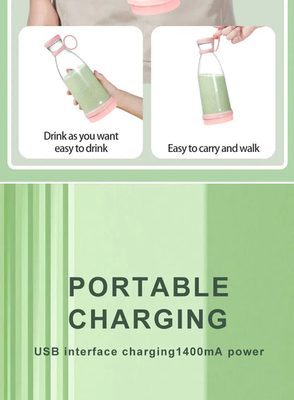 Portable Electric Juicer Cup 6 Blades USB Milkshake Blender Mini Fruit Milk Mixer Fresh Juice Sport Bottle for On-the-Go