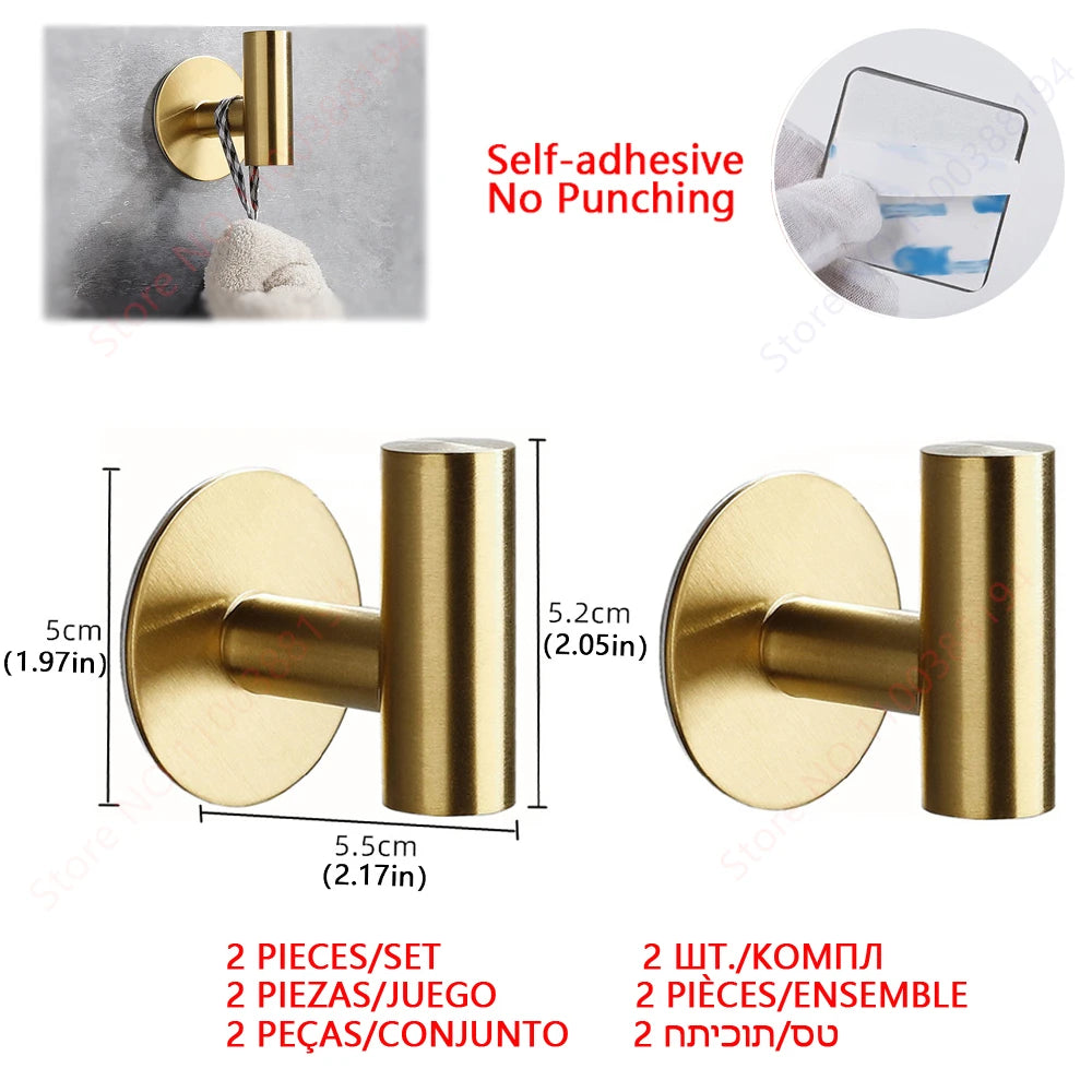 Adhesive Bathroom Hardware Accessories Towel Rack Toilet Paper Dispenser Holder Wall Coat Hooks Towel Rail Ring Roll Hanger Set